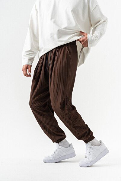 go gang own Ribbed Bel ve Paça Lastikli Pileli Şalvar