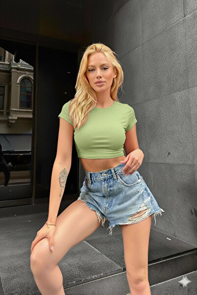 hazelin Γυναικείο μπλουζάκι με κοντό μανίκι από χτενισμένο βαμβάκι HZL24S-ZK10271