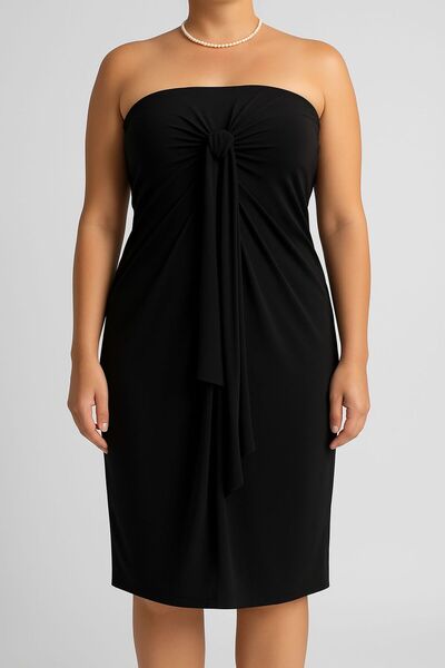 CNG MODA Plus Size Strapless Sandy Tie-Up Dress