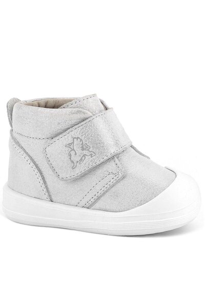 Rakerplus Yoohoo Genuine Leather White Glitter Velcro Unisex Baby Boots