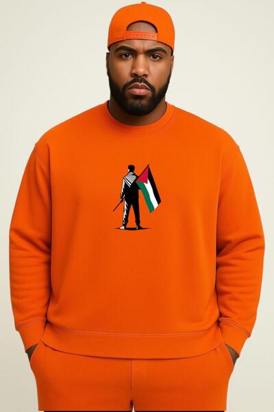 BENROMA Φούτερ μεγάλου μεγέθους unisex με 3 νήματα χτενισμένο βαμβάκι με παλαιωμένο στάμπα Παλαιωμένο βαμβάκι