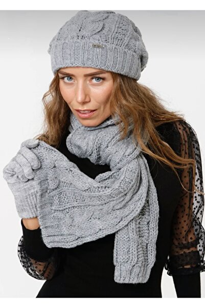 rushana Women's Three-Piece Set Knit Beanie Scarf and Gloves