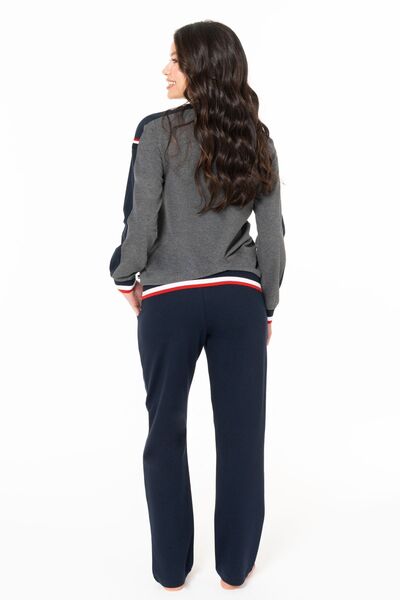 U.S. Polo Assn. U.S. Polo Assn. 20116B Women's Plus Size Long Sleeve Crew Neck Casual Home Wear-Anthracite Melange