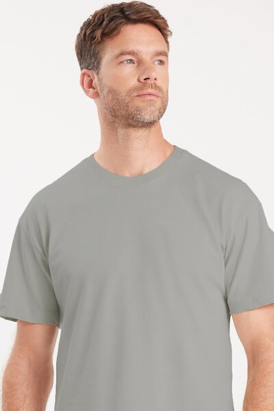 Tudors Unisex Relax Fit Comfortable Cut 100% Cotton Soft Textured Lightweight Thick Gray Crew Neck T-Shirt