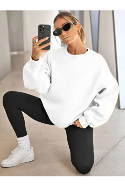 MOONBULL Γυναικείο φούτερ με λαιμόκοψη ποδηλάτου, 3 κλωστών, χτενισμένο βαμβα...