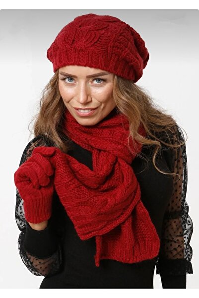 rushana Women's Three-Piece Set Knit Beanie Scarf and Gloves