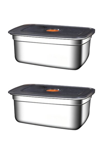 Chavin 2 Pieces Steel 1500 ml Food Fruit Meat Refrigerator Nutrition Storage Container Mt220