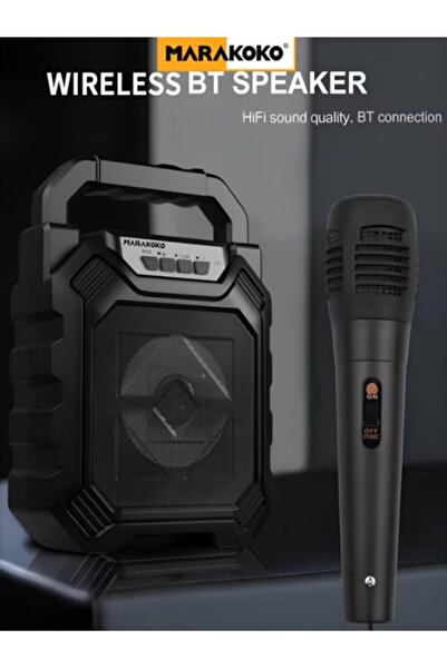 MARAKOKO اسبيكر مكبر صوت كاريوكي. محمول لاسلكي يعمل بالبلوتوث مع ميكرفون سلكي ومنفذ AUX ومنفذ ذاكرة خارجية.