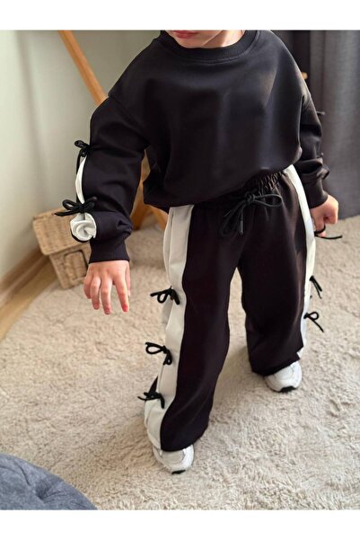 Çamur Kids Girl's 2-Piece Set with Ribbon Bow |   Tracksuit Top & Bottom |   Two Threads Without Shading |   3-10 Years Old