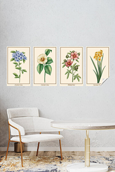 Akıllı Kağıt Statik Tutunma Özellikli Tablo - Poster Çiçek (Model- 46)