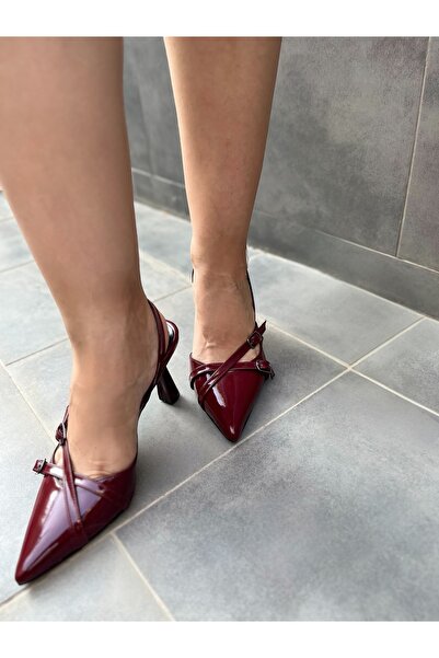 OEM Mary Jane Burgundy High Heels Women's Low Heel