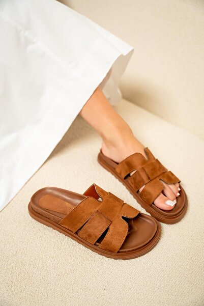 LamintaGlobal Olden Tan Suede Thick Sole Women's Slippers