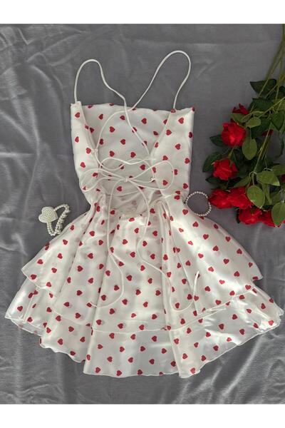 MH Moony Homewears Gifona Heart Patterned Back Tie Satin Nightgown