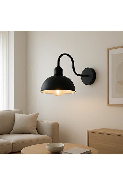 RİOLİGHT Vintage1,Rustic1,Retro1 Black Metal Wall Sconce for Hotel,Cafe,Focus Points Hat Diameter:23Cm