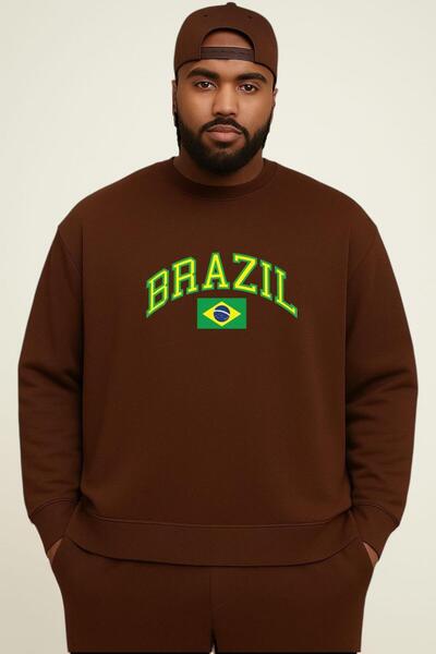 BENROMA Φούτερ μεγάλου μεγέθους unisex με 3 νήματα χτενισμένο βαμβάκι με βραζ...