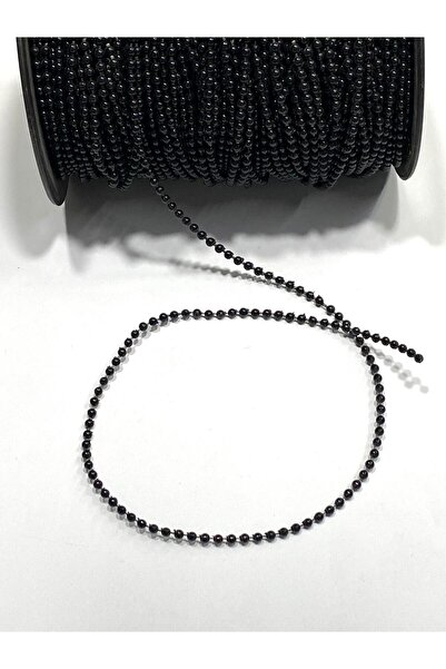 karantuhafiye Κορδέλα Πέρλα 2 χιλιοστά / Πέρλα Διακόσμησης / 5 μέτρα Μαύρο