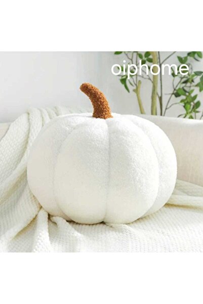 oiphome Peluş Yastık Balkabağı Beyaz - 30x30 cm