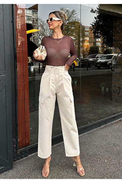 Angel Mia Παντελόνι Cargo με Ζώνη Πέτρα