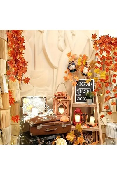 Bestway ve Diğeri 12 adet Sonbahar esintisi, Hallowen dekor süslemesi turuncu yapay yaprak