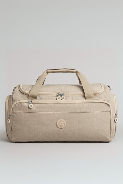 Catwins Μπεζ Unisex Τσάντα Αθλητικής & Ταξιδιωτικής Τσάντας με μακρύ λουράκι από ύφασμα Crinkle