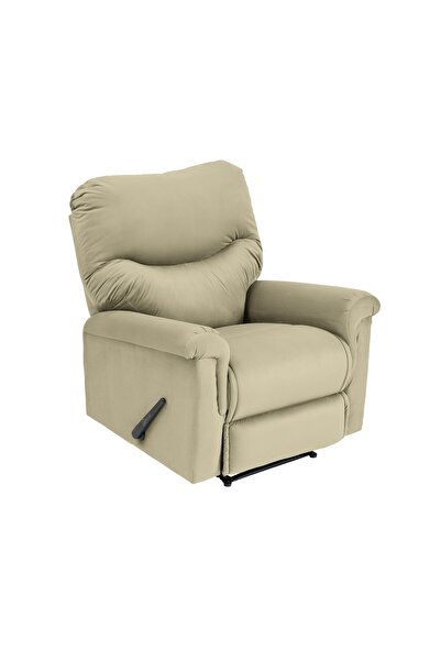 Lazy Vibes Velvet Rocking & Rotating Recliner Chair - Dark Ivory - NZ110