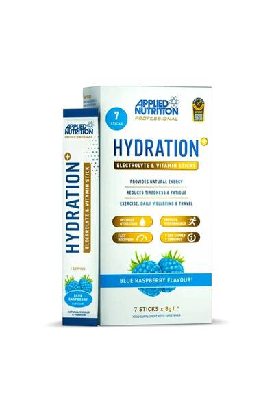 applied nutrition Hydration+ Electrolyte & Vitamin Sticks, Blue Raspberry, 7 Packs