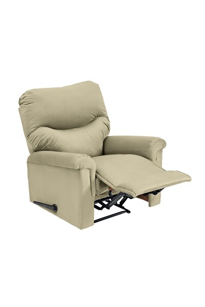 Lazy Vibes Velvet Rocking & Rotating Recliner Chair - Dark Ivory - NZ110