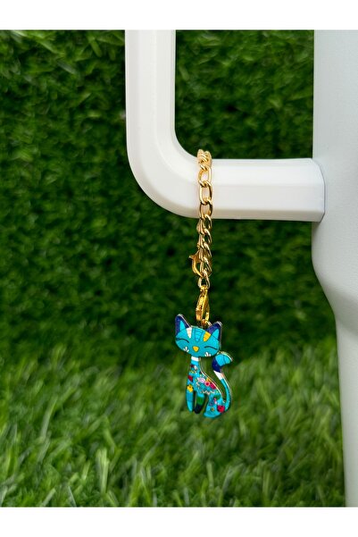 YuccaCo Accessorize Your Life Ethnic Patterned Cat Thermos Ornament/Kitty Thermos Charm/Namaste Cat Animal Figure Bag Charm