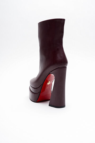 Ayakkabı Ateşi Kadın Platform Yüksek Topuklu Bot Mojo Bordo Cilt