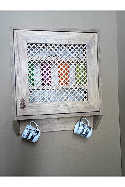 İLTER Ahşap Seperatörlü 3 Raflı MDF Lam Dekoratif Asma Dolap