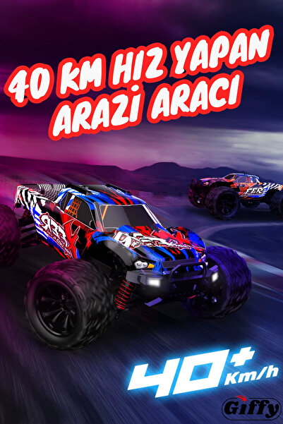 giffy Oyuncak 40 KM Hız Yapan 2.4 G Uzaktan Kumandalı Şarjlı 4X4 Full Fonksiyon Arazi Aracı Offroad şıklı