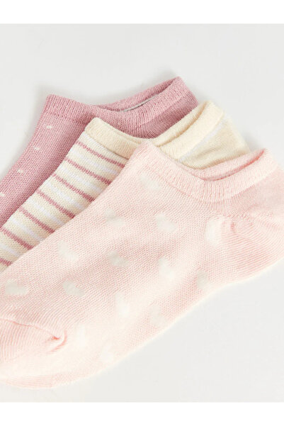 LC Waikiki LCW DREAM Розови дамски чорапи с мотиви, 3-пакет