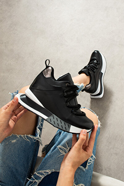 Modanizm Chic Siyah Gizli Topuklu Spor Ayakkabı