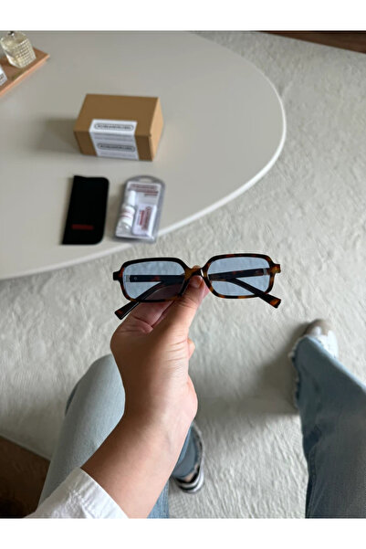 RoseandRoses Meux Equivalent Rectangular Design Sunglasses Leopard Blue