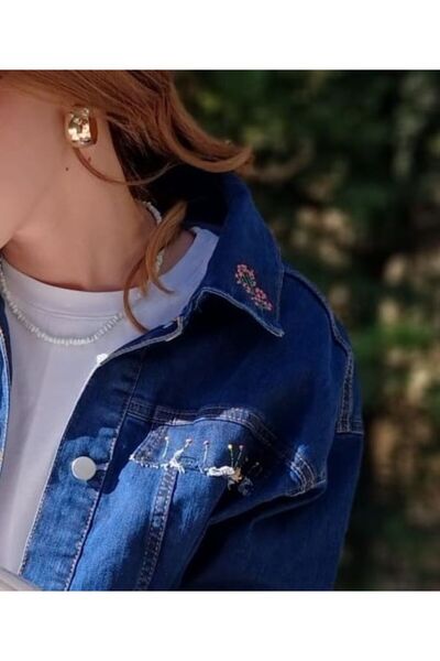 boutich SANATSAL NAKIŞ DETAYLI PATCHWORK DENİM CEKET –KADIN (TEK ADET & KİŞİYE ÖZEL TASARIM)