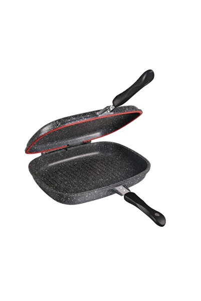 KRASINO Διπλό τηγάνι, αλουμινίου, γκρι, αντικολλητικό, 36 cm