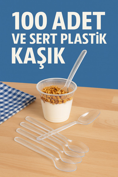 MERİP PLASTİK SERT PLASTİK KAŞIK - 100 ADET - KIRILMAZ PLASTİK KAŞIK