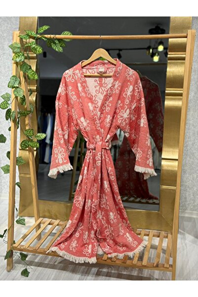 Befera Design Muslin Kimono 100% Cotton Octopus Patterned Bathrobe Kaftan Dressing Gown