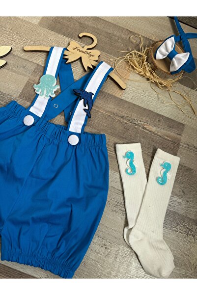 Feriatolye Sea Creatures Concept Birthday Blue Salopet