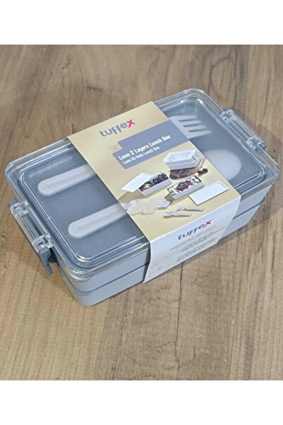 Tasarım Evi Luno Quality 2-Tier Lunch Box & Lunch Box Food Carrier with Fork and Spoon 600ml