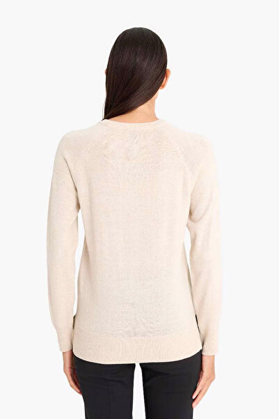 DeFacto Relax Fit Crew Neck Basic Plain Knitwear Beige Women's Sweater I6913Az/Bg420