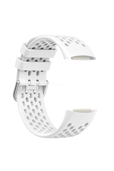 digital-play Silicon strap for Fitbit Charge 5, buckle closure, perforated, white