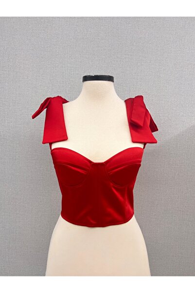 BERWANG Kırmızı Saten Korse