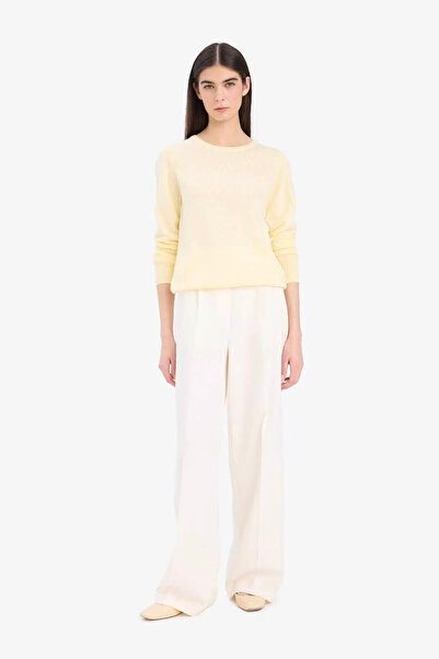 DeFacto Regular Fit Bisiklet Yaka Triko Sarı Kadın Kazak F7091AZ/YL464