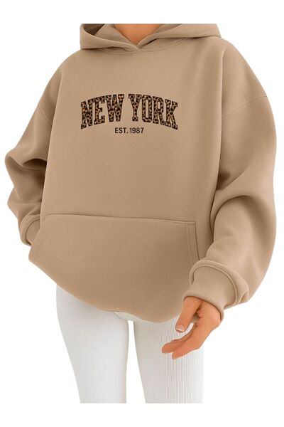 BENROMA 3 İPLİK PENYE NEW YORK BASKILI ÜNİSEX KAPÜŞONLU SWEAT