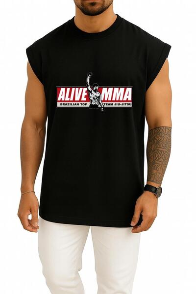 Bahriyeli Collection Oversize Mma Mixed Martial Arts Brazilian Jiu-Jitsu Tank Top with Chest Design