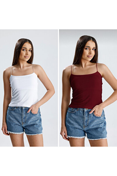 let s shine 2-Piece Double Layered String Strap Tank Top