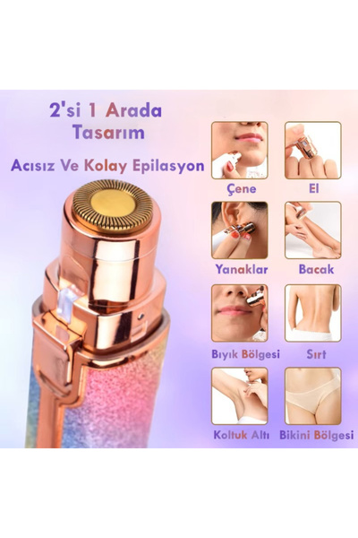 Genel Markalar Simli 2'Si 1 Arada Yüz Kaş Bıyık Epilatör