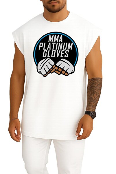 Bahriyeli Collection Mănuși supradimensionate Mma Platinium cu design pe piep...