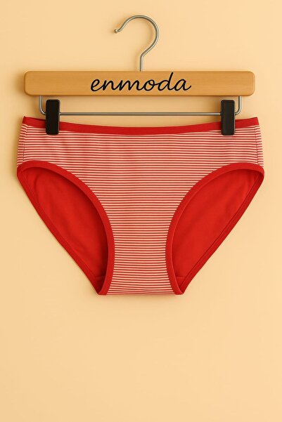 enmodaiçgiyim Set de 6 chiloți pentru femei, din bumbac, cu dungi de culori mixte, elastici, pentru zi cu zi – respirabili, colorați, potriviti pentru mărimea M/L